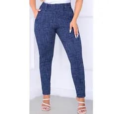 CALÇA FEMININA LEGGINGS JACQUARD LINHO COM CINTO EMBUTIDO