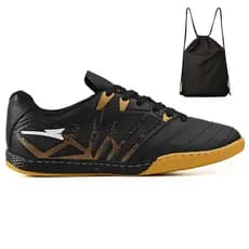 Kit Chuteira Futebol Profissional Masculina de Couro Indoor + Bag