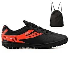 Kit Chuteira Futebol Profissional Masculina de Couro Society + Bag
