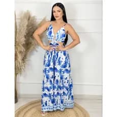 Vestido Longo Feminino Estampado com Bojo e Forro | Tecido Crepinho Leve e Elegante