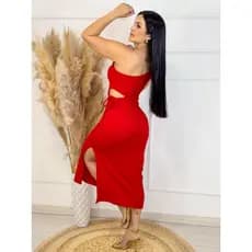 Vestido Feminino  mídi mula manca com detalhe na cintura elegante anarruga