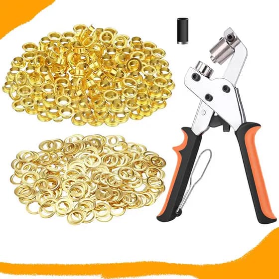 302 Peças Kit de Ferramentas de Ilhós, Alicate de Ilhós de Metal Portátil de 3/8 Pol. (10 Mm), Ferramenta de Perfuração