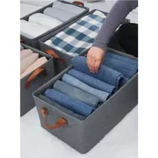 Organizador de Guarda Roupa 26L em Linho Dobrável Caixa Organizadora para Closet com Alças
