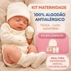 Kit RN Maternidade Bebê 100% Algodão Antialérgico Touca Luva Sapatinho Enxoval Completo