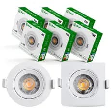 KIT5 Luminárias Spot Led 7w Branco Embutir Direcionável Teto 6500K 3000K UNIFY