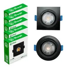 KIT5 Luminárias Spot Led 5w Preto Embutir Direcionável Teto 6500K 3000K UNIFY