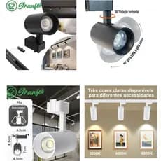 Luminária Spot LED Eletrificado 10W+Trilho Linear 1 Metro - Branco Frio Neutro Quente UNIFY