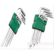 Conjunto de 9 chaves Allen de aço inoxidável polido, tamanhos T10-T50, adequadas para manutenção e ajuste UNIFY