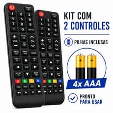 Kit Controle Remoto Compatível Samsung Smart TV LCD LED 4K + Pilhas AAA Envio Imediato