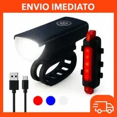 Kit Farol Bike LED + Lanterna Traseira Recarregável USB | Super Potente | Alta Visibilidade Noturna