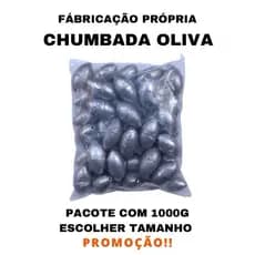 Chumbada de Pesca, Pacote com (1 KG), Modelo Oliva, chumbo para pesca, Pacote Com Um Kilo