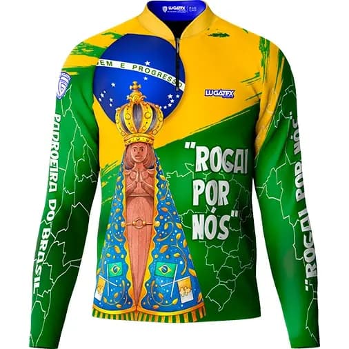 Camisa Agro Nossa Senhora Aparecida Padroeira do Brasil Com Proteção Uv+50