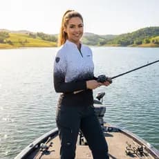 Camisa de Pesca Feminina Splash Preto e Branco Com Proteção Solar UV+50