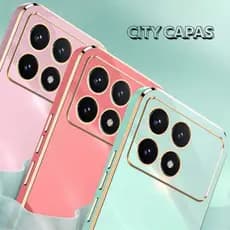 City Capas - Capinha Xiaomi Poco C75 C71 C65 X7 X6 M6 X5 PRO TURB4 Luxo Minimalista Borda Dourada