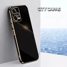 City Capas - Capinha Xiaomi Redmi 15 15C 14C 13 13C NOTE14 NOTE13 PRO PLUS Minimalista Borda Dourada