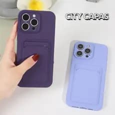 City Capas - Capinha iPhone 16 16E 15 PRO PROMAX PLUS com Porta Cartão Minimalista Premium Estilosa