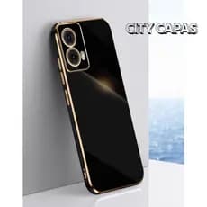 City Capas - Capinha MOTO G73 G53 G23 G13 G82 G62 G52 G42 G32 G22 Luxo Borda Dourada Minimalista