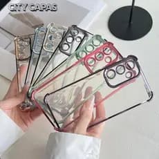 City Capas - Capinha Galaxy A73 A53 A33 A23 A13 A72 A52 A32 A21S A30 A20 Transparente Borda Colorida