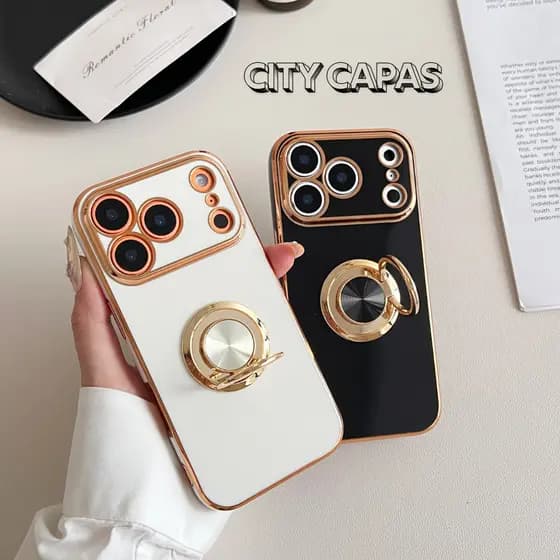 City Capas - Capinha Anel Giratório iPhone 17 17AIR 17PROMAX 16 16E 16PROMAX 16PLUS 15PROMAX 15PLUS
