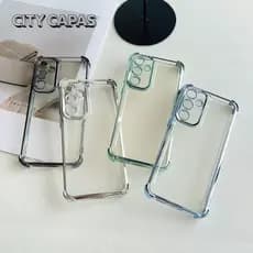 City Capas - Capinha Galaxy A54 A34 A24 A14 M56 M36 M16 M55 M35 M15 Transparente Borda Colorida
