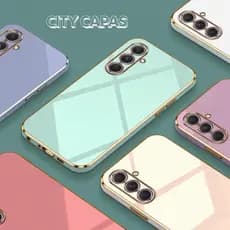 City Capas - Capinha Galaxy S26 S25 S24 FE ULTRA PLUS EDGE S20FE S21FE S23FE M55 M35 M15 F55 F15 Borda Dourada