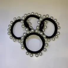 Kit x3 unidades Elástico Preto com Pérola Prendedor de Cabelo Xuxinha Rabico