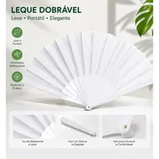 Leque branco cor lisa tamanho 23cm 50/100 unidades