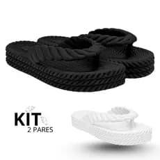 Kit Chinelo Feminino Sandália Ortopédico Plataforma 3 Tranças