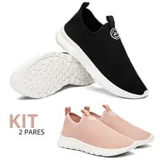 Combo 1 e 2 Pares Tenis Feminino Calce Fácil Confortável
