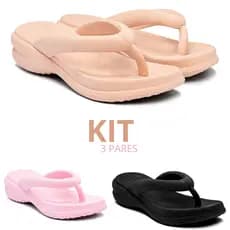 Combo 1 2 e 3 Pares Tamanco Feminino Flexível Dia a Dia