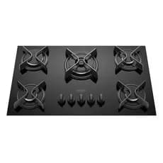 Cooktop Fogão 5 Bocas Gás Dako Supreme Vidro Temperado Preto