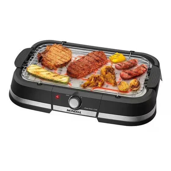 Churrasqueira Elétrica Mondial Grand Steak & Grill CH-08-BI 2000W Preto