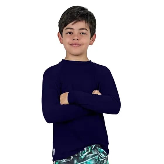Camisa Térmica Infantil UV50+ Segunda Pele Manga Longa Confortável Proteção Solar Secagem Rápida