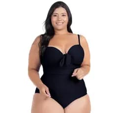 Body Maiô Plus Size Modelador Drapeado Com Bojo Alta Sustentação Costas Nuas Moda Praia UV