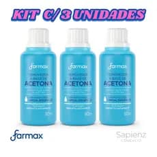 Kit 3x Acetona Farmax 80ml - Remoção Rápida e Eficiente de Esmaltes, Ideal para Unhas Impecáveis