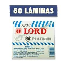 Lâminas de Barbear Lord New Platinum Branca 50 Unidades Aço Inoxidável Corte Preciso Suave e Durável