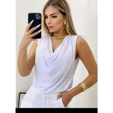 Blusa Regata Gola Boba Manga Elegante Soltinha Moda