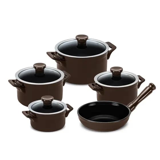 Jogo de Panelas de Cerâmica 5 Peças  Clear - Chocolate / Ceraflame