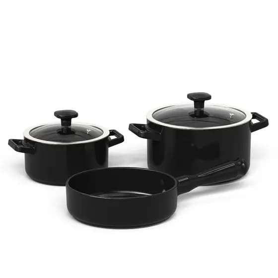 Jogo De Panelas  Aura 3 Peças Preto