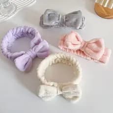 Faixa de Cabelo Lenço para Skin Care Laço Tiara Pelúcia