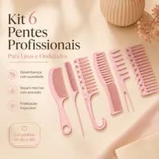Kit 6 Pentes Profissionais para Lisos e Ondulados - Cores sortida