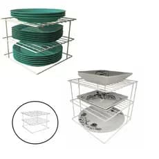 Kit 2 Organizadores de Pratos Cozinha Quadrado Suporte Armário Aramado Branco