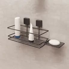 Suporte Porta Shampoo com Saboneteira Adesivo Fita Dupla Face Organizador Box Acessório Banheiro
