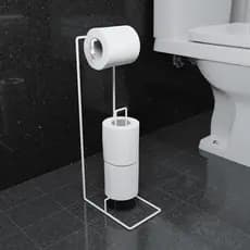 Suporte para Papel Higiênico de Chão 3 Rolos Aço Preto