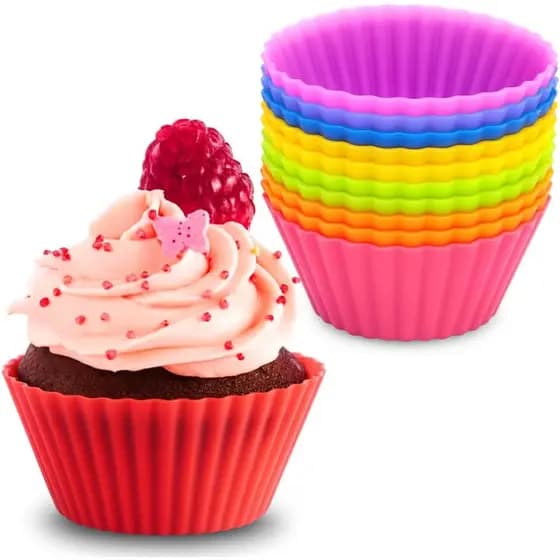 Kit 12 Mini Forminha De Silicone Forma Assadeira Cupcake Mini Bolo Muffin 12 Unidades