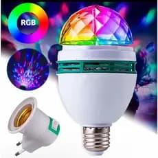 Lâmpada Giratória Colorida Led Bola Maluca Rgb Tomada para Festas Baladas