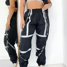 CALÇA FEMENINA JOGGER  TACTEL REFLETIVA FITA MODA GRINGA 2024