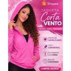 Jaqueta Corta Vento Feminina Tactel Leve, Com Bolso