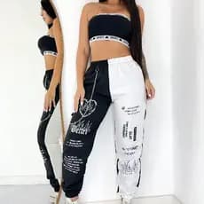 CALÇA FEMININA TACTEL  CORACAO TENDENCIA  COM CORRENTE METAL- MODA URBANA 2024