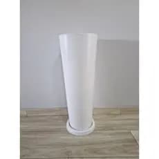 Vaso de planta liso decorativo Coluna Ibiza em Polietileno - Ref110 com Prato